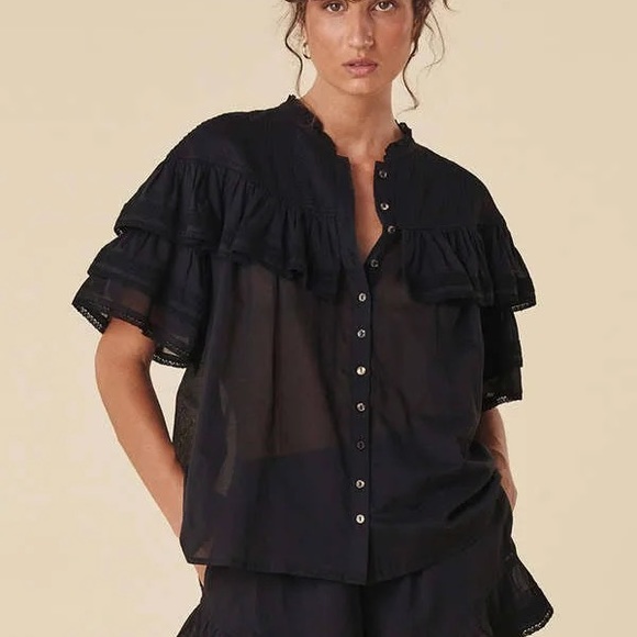 COPY - Trade/Sale NWT Spell Dove Lace 💯Organic Cotton Blouse in ex small xs - Picture 3 of 5